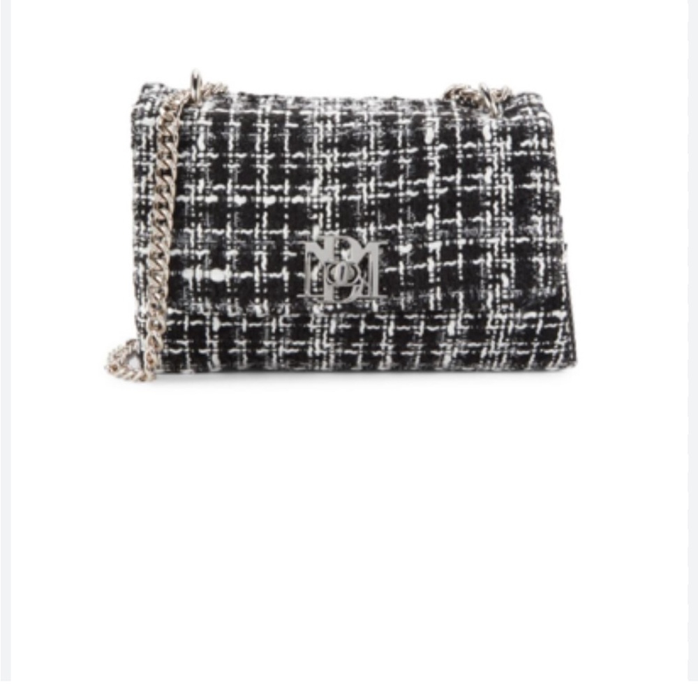 Black and White Tweed Chain Bag